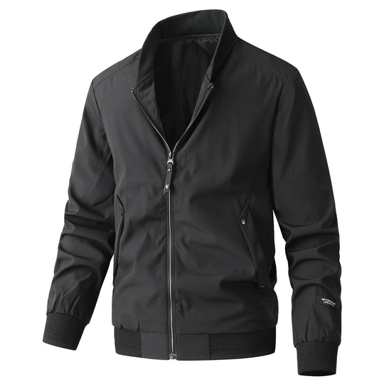 Herren Minimalistische Bomberjacke aus technischem Nylon mit Stehkragen und Rippbündchen Shop Nory