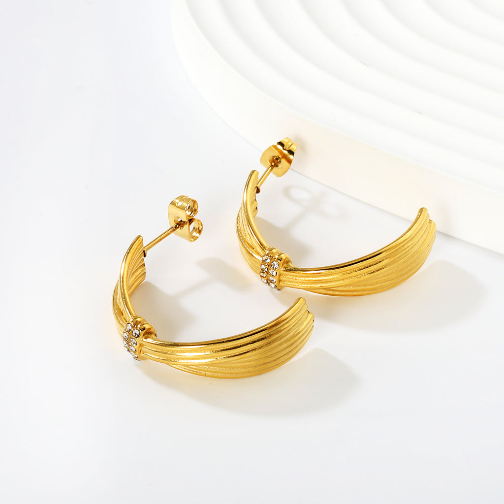 Damen Hängende Creolen im eleganten Wellen-Design Shop Nory