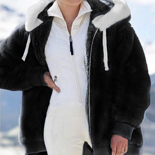 Damen nan kuschelige Kapuzen-Teddyjacke mit wattiertem Innenfutter und Rippbündchen Shop Nory