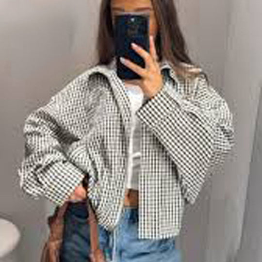 Damen Oversized Karo-Hemdjacke mit Boxy-Schnitt Shop Nory
