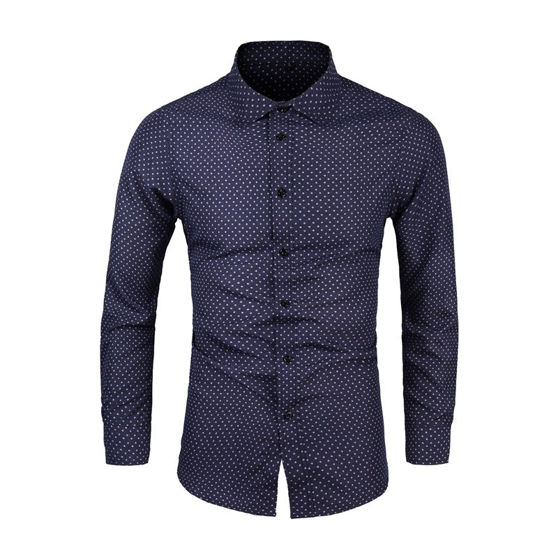 Herren Slim-Fit Hemd mit feinem Pünktchenmuster und Kentkragen Shop Nory