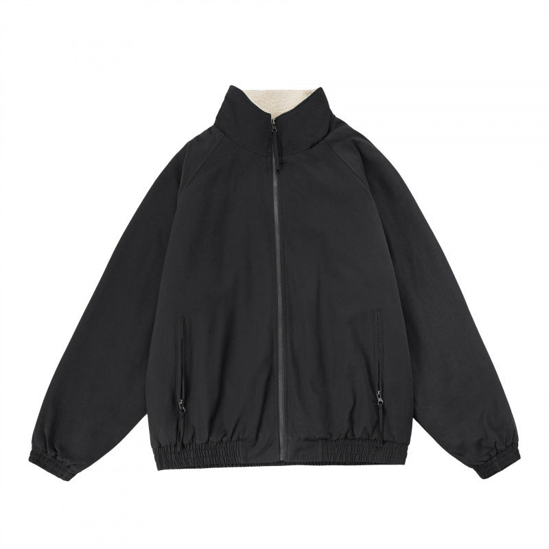Herren Oversize-Zip-Jacke mit Stehkragen, Teddy-Fleece-Futter und elastischem Saum Shop Nory