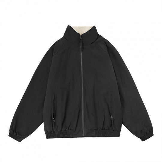 Herren Oversize-Zip-Jacke mit Stehkragen, Teddy-Fleece-Futter und elastischem Saum Shop Nory