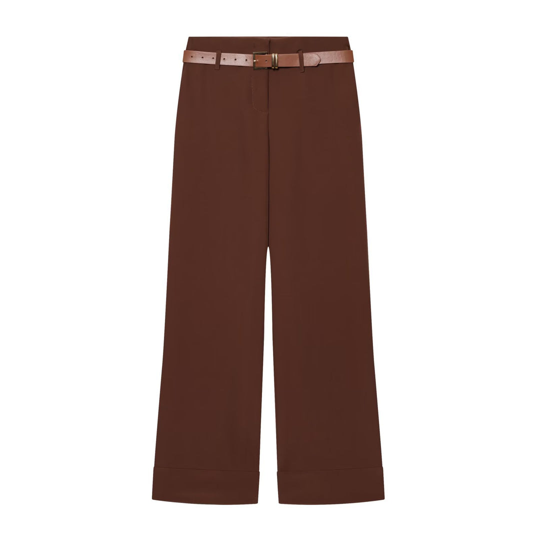 Damen Hochtaillierte Wide‑Leg‑Hose mit Bügelfalte, Gürtelschlaufen und verdeckter Knopfleiste Shop Nory