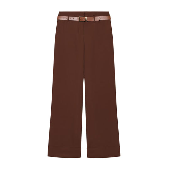 Damen Hochtaillierte Wide‑Leg‑Hose mit Bügelfalte, Gürtelschlaufen und verdeckter Knopfleiste Shop Nory