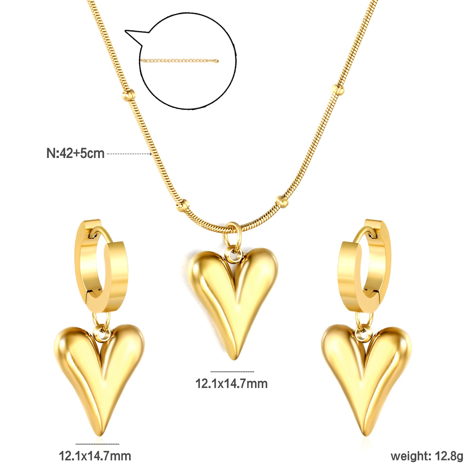 Damen Schmuckset mit vierblättrigem Kleeblatt-Anhänger und passenden Ohrsteckern Shop Nory