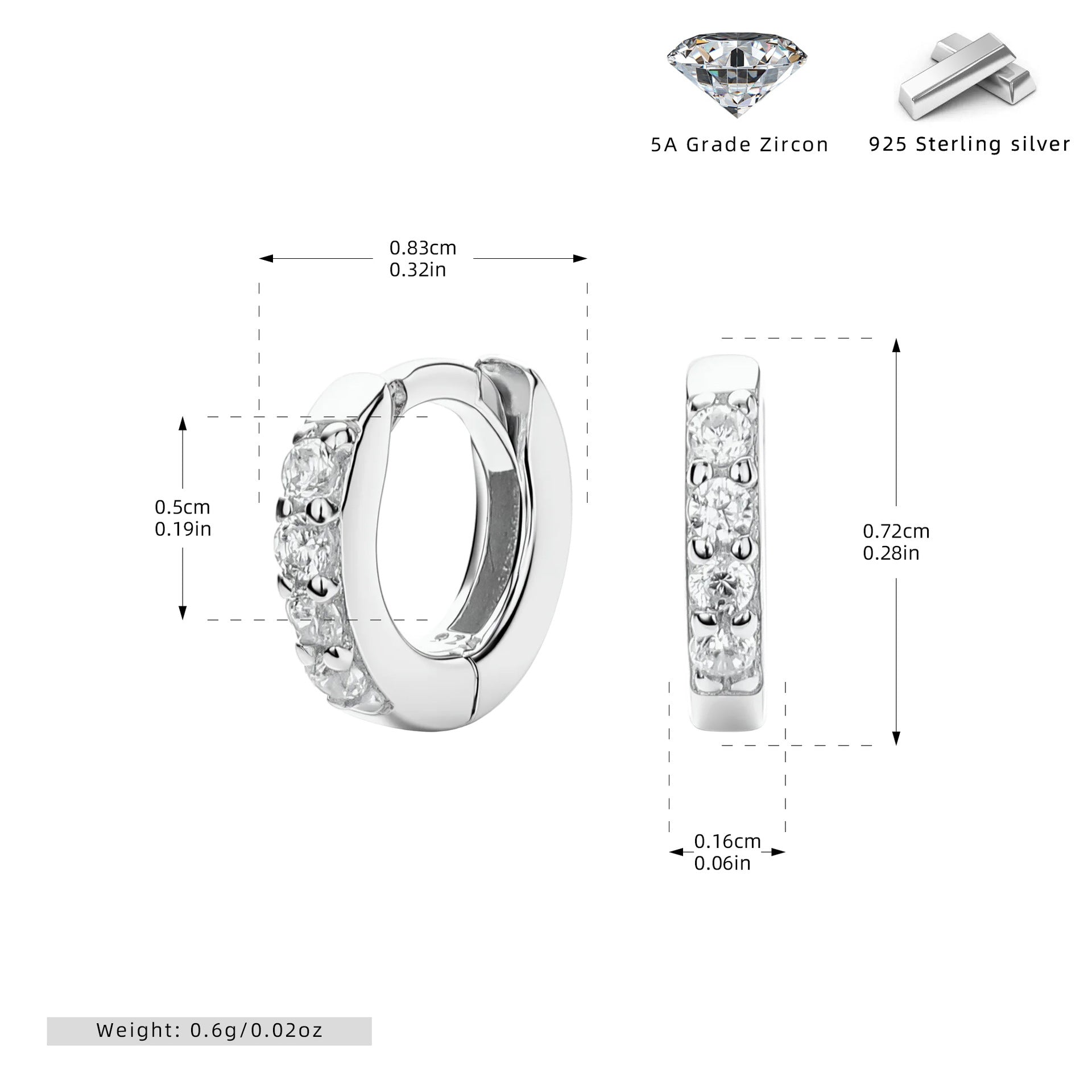 Damen Creolen mit funkelnden Zirkonsteinen und hochwertiger 925 Sternsilberfassung Shop Nory