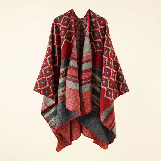 Damen Jacquard-Überwurf mit geometrischem Quadratmuster und offener Front Shop Nory