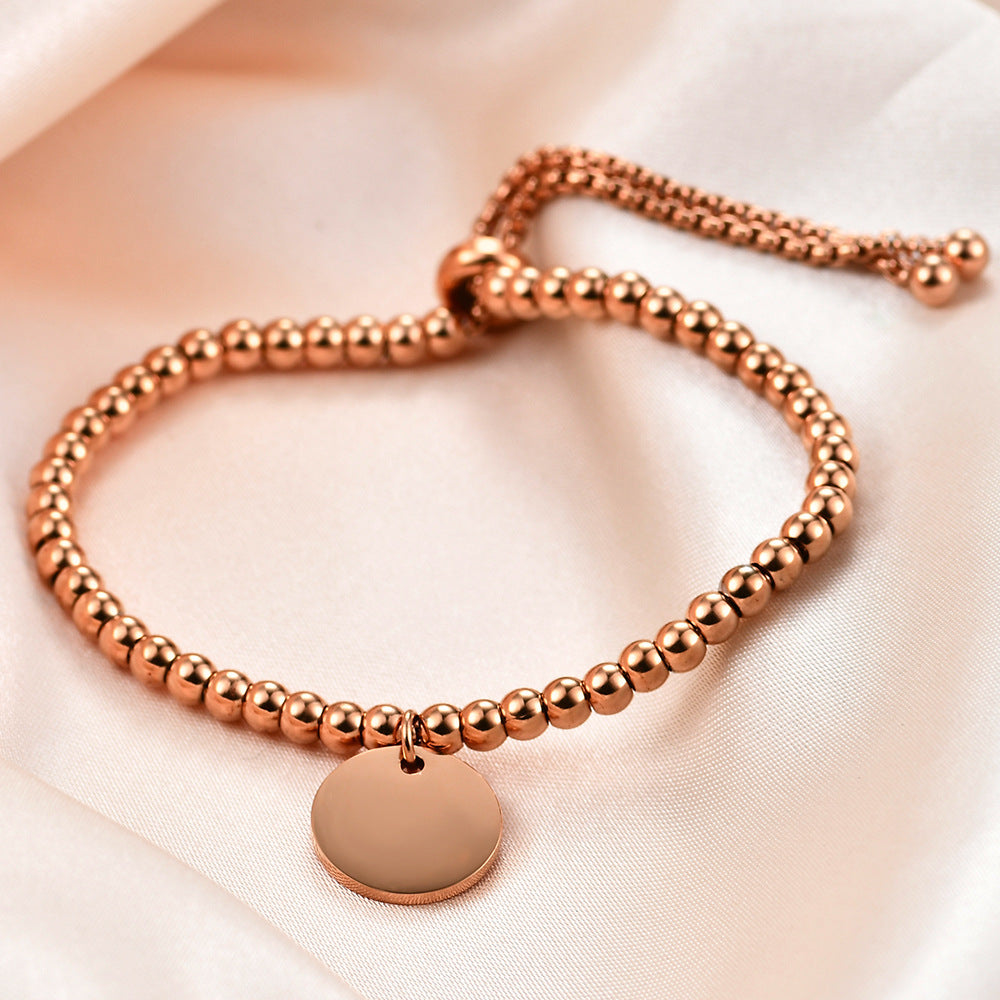 Damen Armband mit verstellbarem Kugeldesign und gravierbarem Anhänger Shop Nory