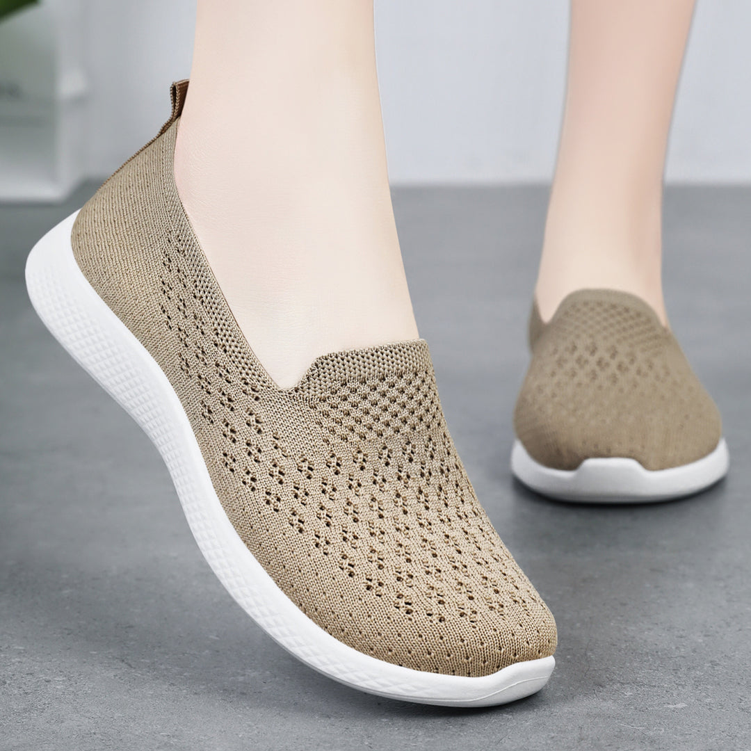 Damen nan nahtloser Strick-Slipper mit perforierter Luftnetzstruktur, ergonomischem Memory-Fußbett und leichter EVA-Dämpfung Shop Nory