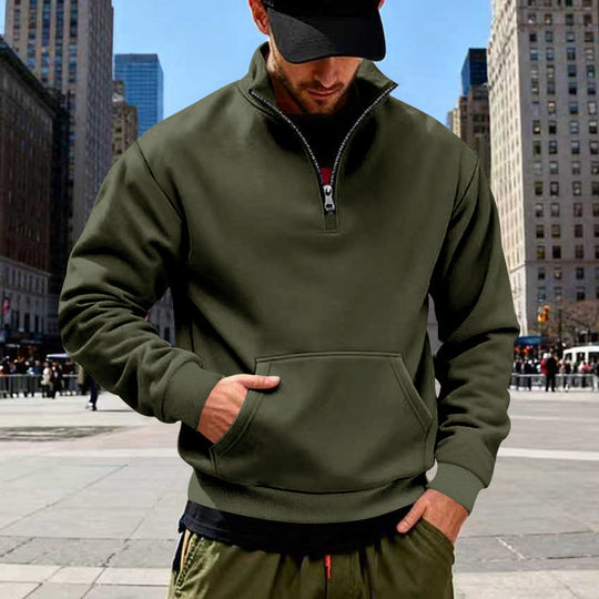 Herren Halbzip-Sweatshirt mit Kängurutasche und Stehkragen Shop Nory