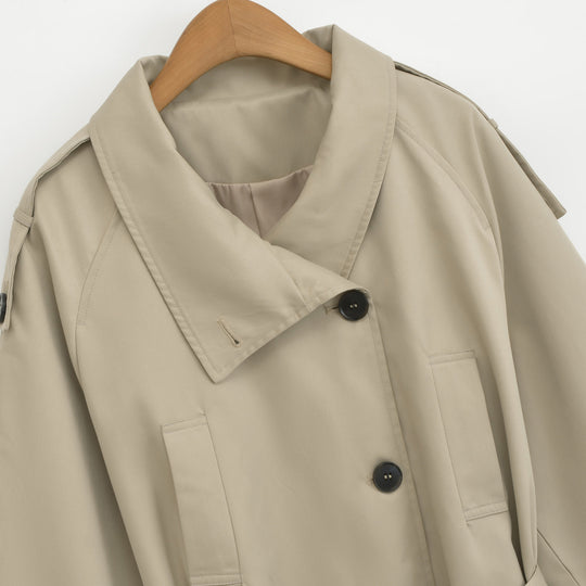 Damen Kurztrench mit Bindegürtel und weitem Arm Shop Nory