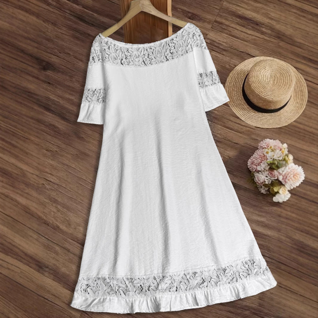 Damen luftiges Sommerkleid mit raffinierten Spitzenakzenten