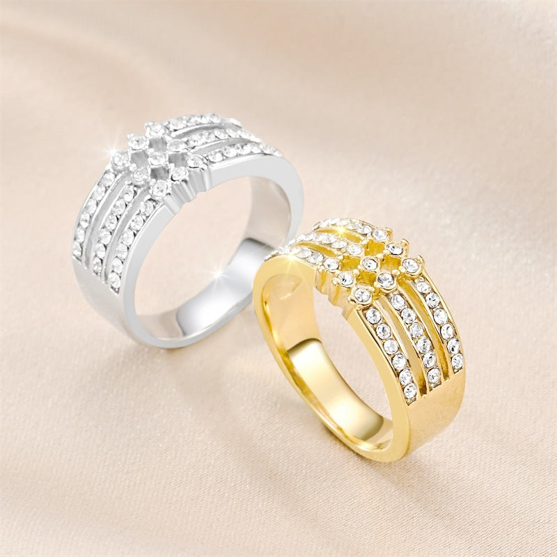 Damen Ring mit funkelndem Zirkonia-Muster Shop Nory