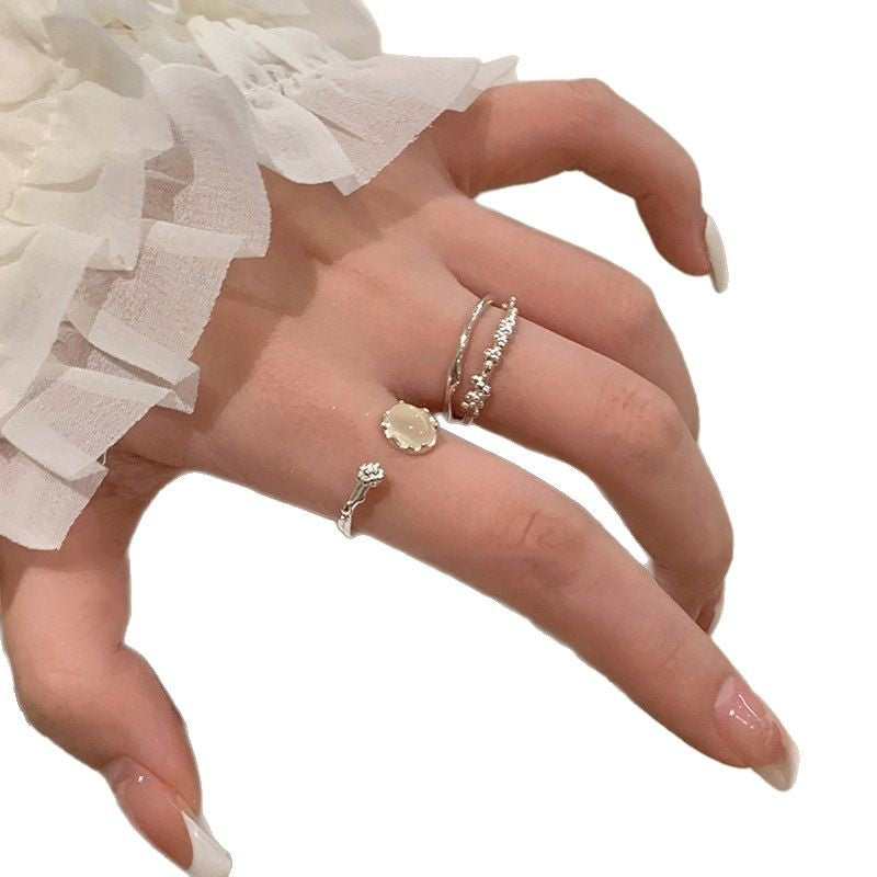 Damen Offener Ring mit funkelnden Zirkonia-Elementen Shop Nory