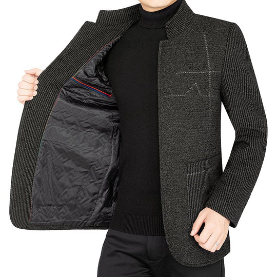 Herren Strick-Sakko mit Rippärmel, Stehkragen und aufgesetzten Taschen Shop Nory
