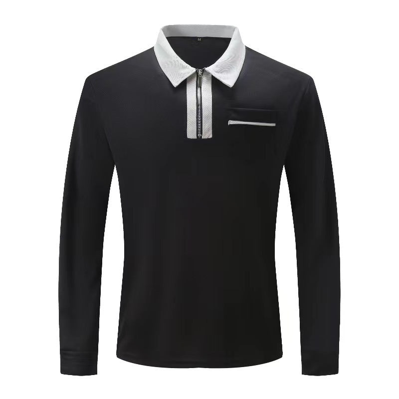 Herren Langarm-Poloshirt mit Halbzip, Kontrastkragen & Brusttasche Shop Nory