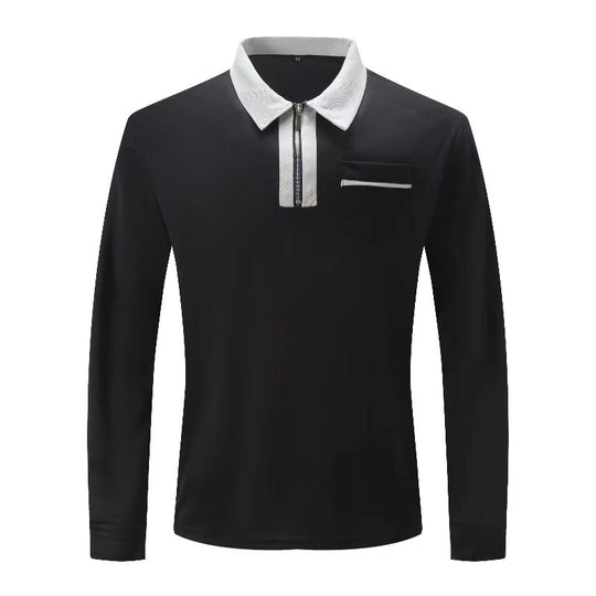 Herren Langarm-Poloshirt mit Halbzip, Kontrastkragen & Brusttasche Shop Nory