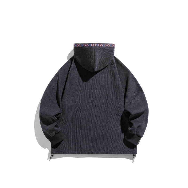 Unisex Oversize-Kapuzenjacke mit Reißverschluss und gewebten Zierbändern Shop Nory