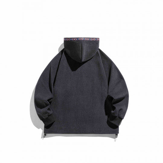 Unisex Oversize-Kapuzenjacke mit Reißverschluss und gewebten Zierbändern Shop Nory