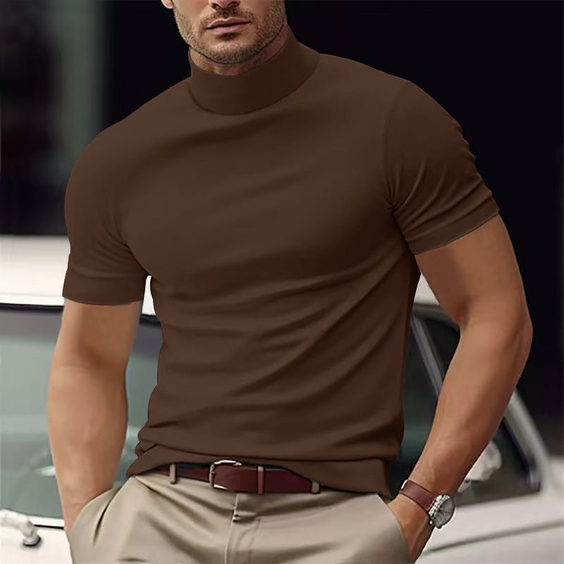 Herren Kurzarm Turtleneck T-Shirt