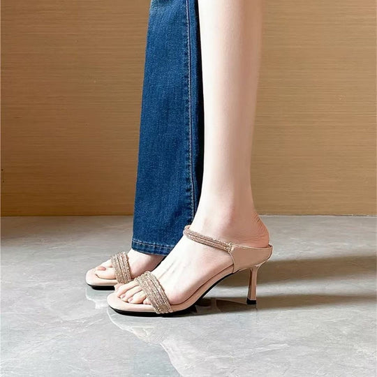 Damen Glitzernde Riemen-Mules mit schmalem Stilettoabsatz und offenem Zehenbereich Shop Nory