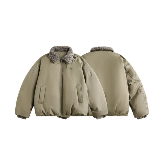 Herren Warm gefütterte Field‑Bomberjacke mit Lammfell‑Imitatkragen Shop Nory