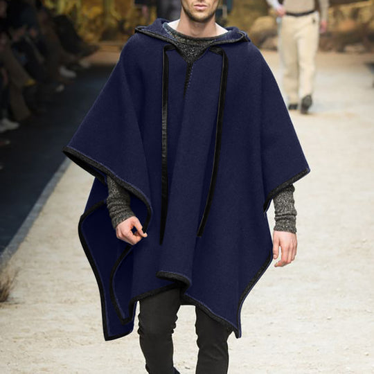 Herren Oversized Kapuzenponcho aus Strick mit geometrischem Mosaikmuster Shop Nory