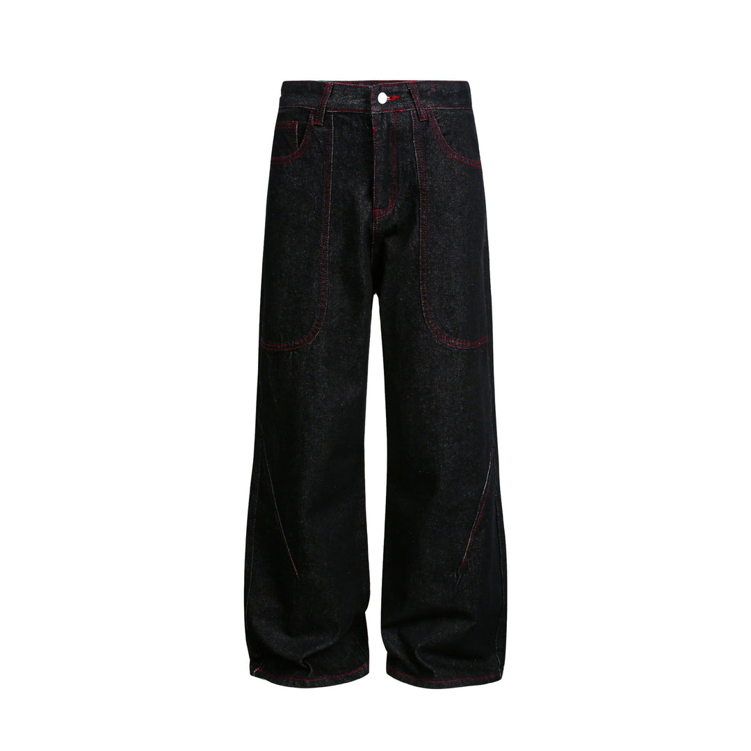 Damen weite Cropped-Denimhose mit hoher Taille und Kontrastnähten Shop Nory