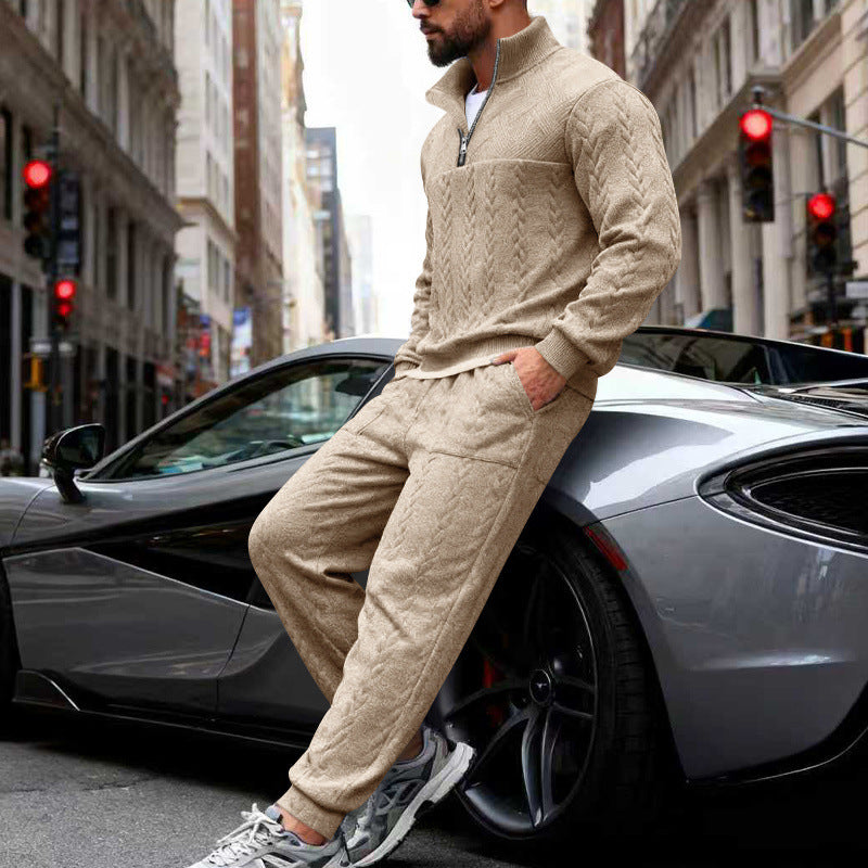 Herren Waffelstruktur-Halbzip-Loungewear-Set mit Cargo-Jogger Shop Nory