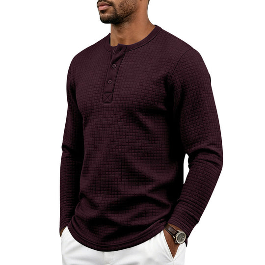 Herren Texturiertes Thermo-Henley-Langarmshirt mit Waffelstruktur und abgerundetem Saum Shop Nory
