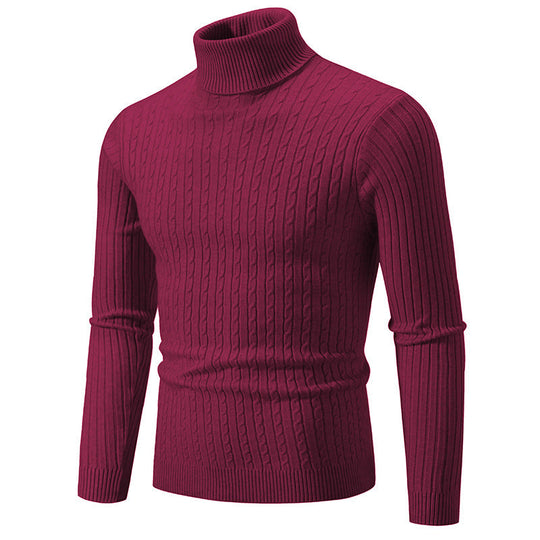 Herren nan taillierter Rollkragenpullover aus feinem Feinstrick mit geripptem Kragen