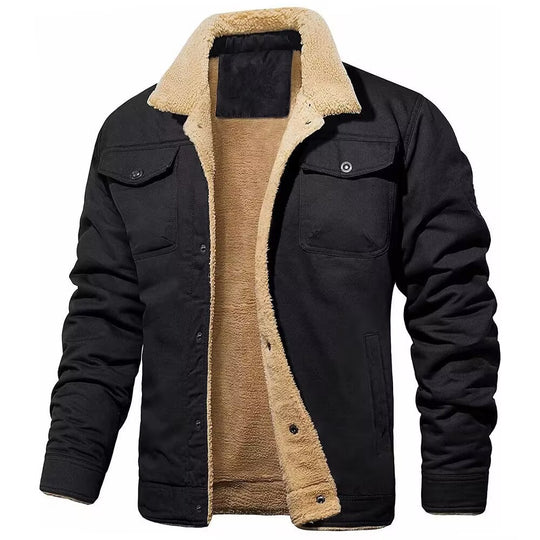 Herren robustes Canvas-Blouson mit durchgehendem Sherpa-Innenfutter und Hemdkragen Shop Nory