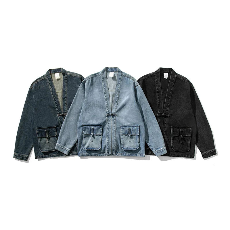 Damen Modische Denim Jacke mit Taschen