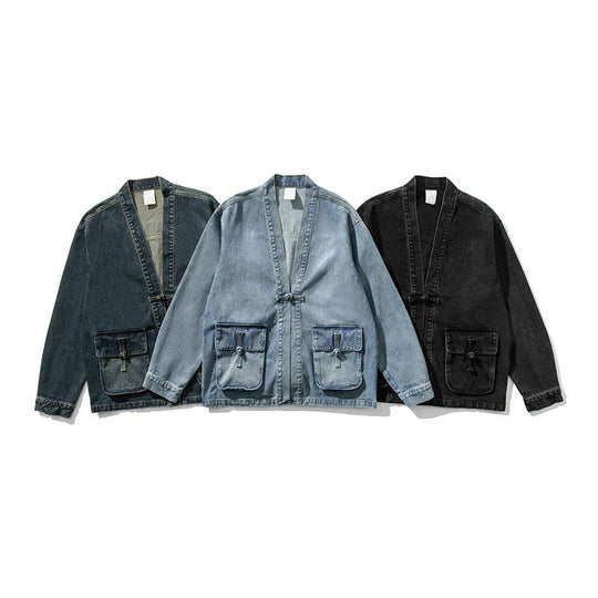 Damen Modische Denim Jacke mit Taschen