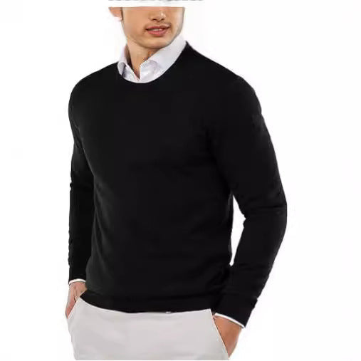 Herren eleganter Rundhals-Pullover aus feiner Baumwolle
