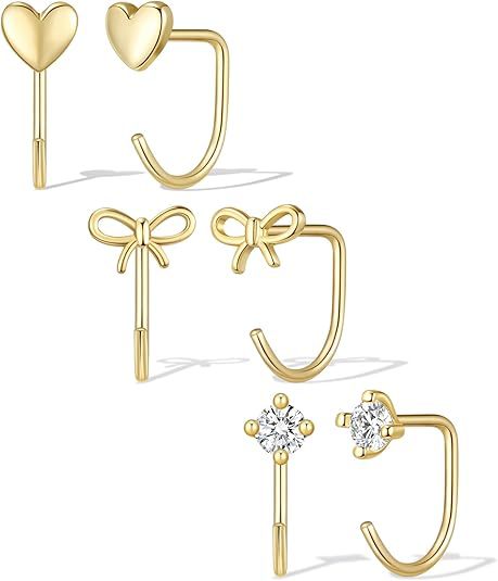 Damen Ohrstecker-Set mit Herz-, Schleifen- und Kristallanhängern Shop Nory