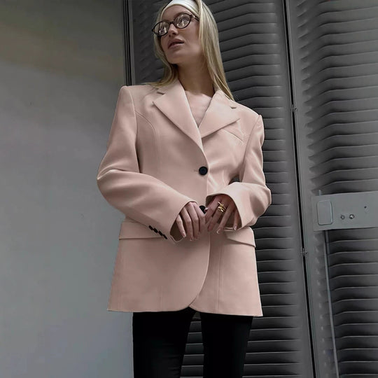 Damen Oversized Longblazer mit betonter Schulterpartie und Pattentaschen Shop Nory