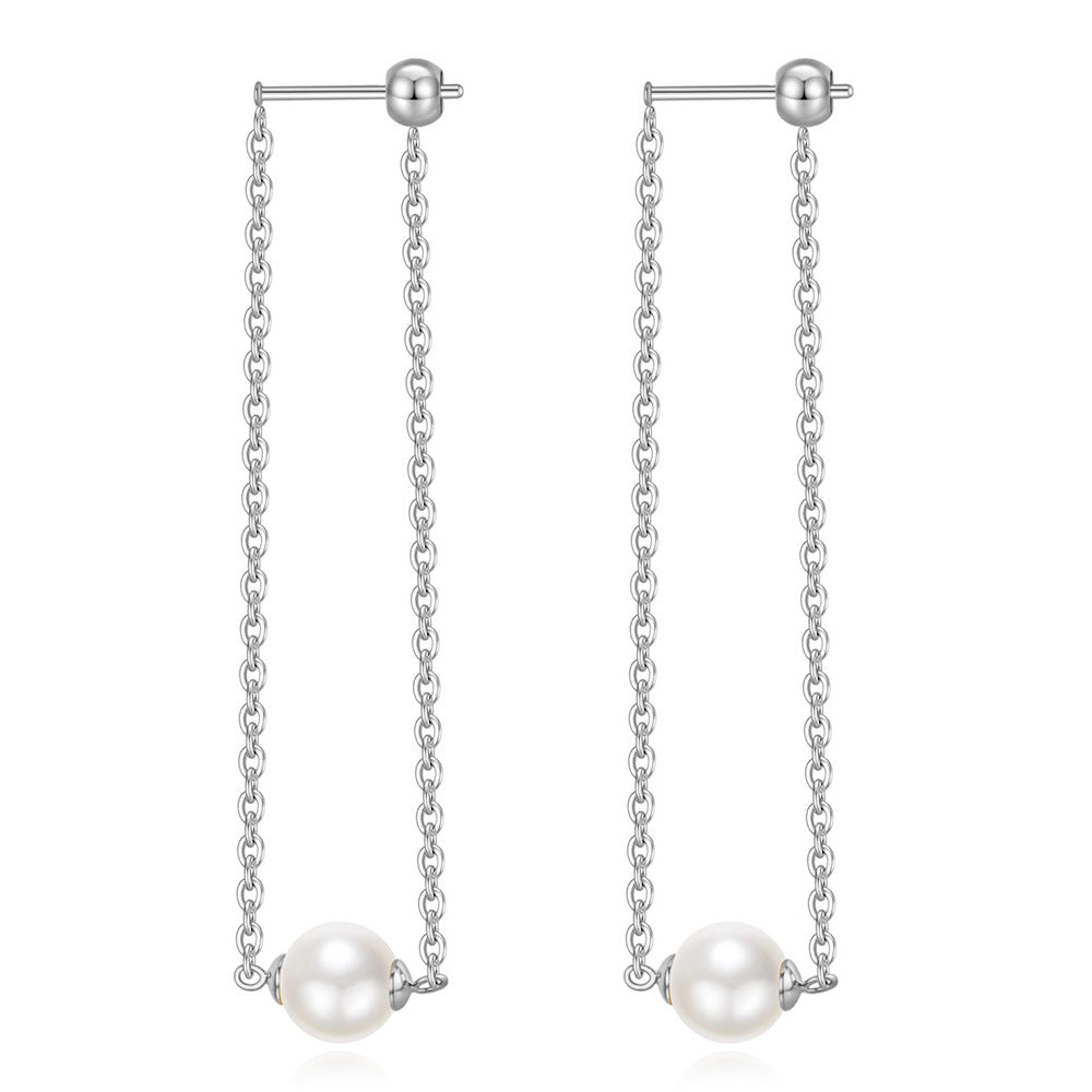 Damen Ohrhänger mit eleganten, schimmernden Perlen Shop Nory