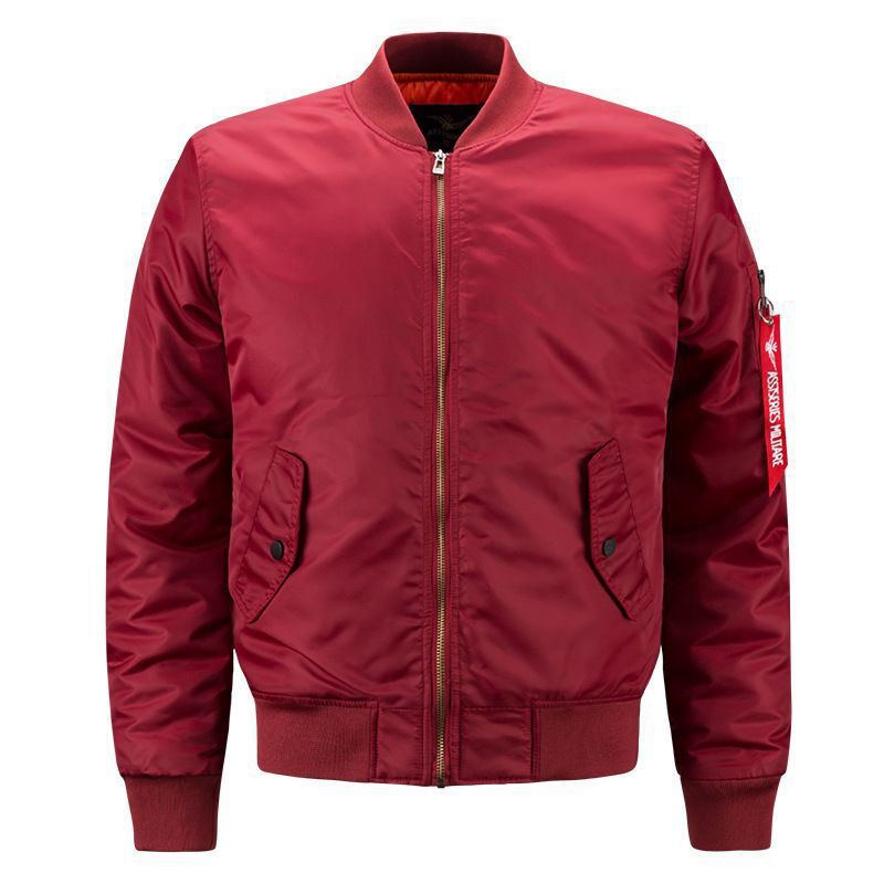 Herren Bomberjacke im Pilotenstil mit kontrastiertem Innenfutter und Ärmel-Utilitytasche Shop Nory