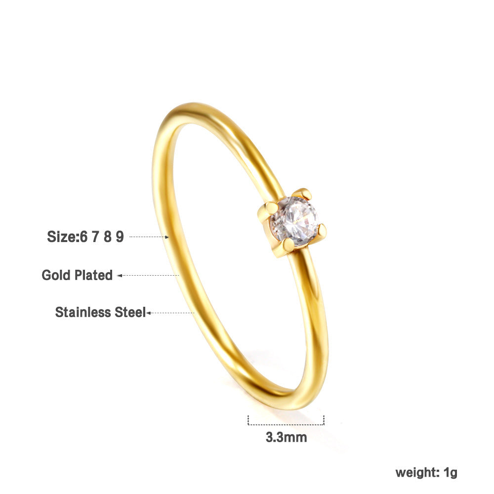 Damen Ring mit funkelndem blauen Zirkonia aus hochwertigem Edelstahl und goldplattierter Oberfläche Shop Nory