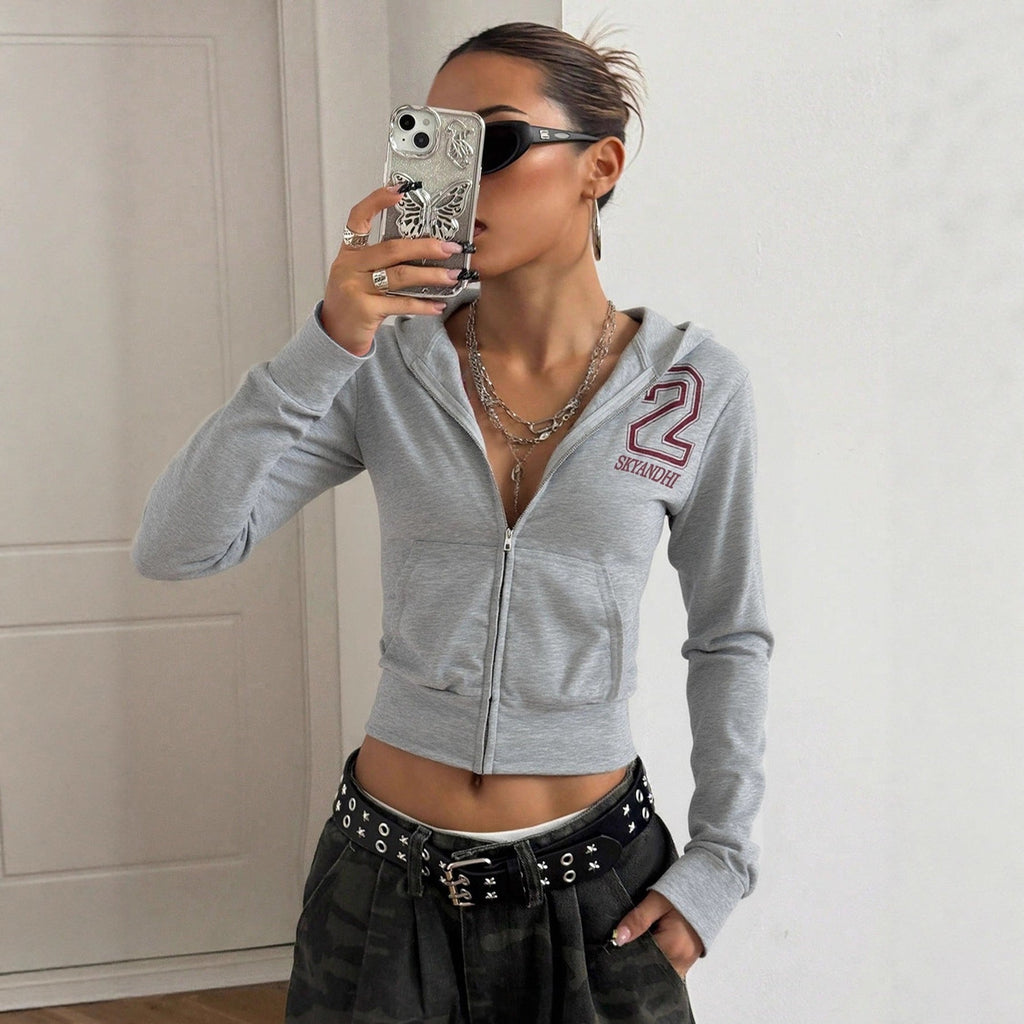 Damen sportliches Crop-Top mit Reißverschluss und hohem Kragen Shopnory