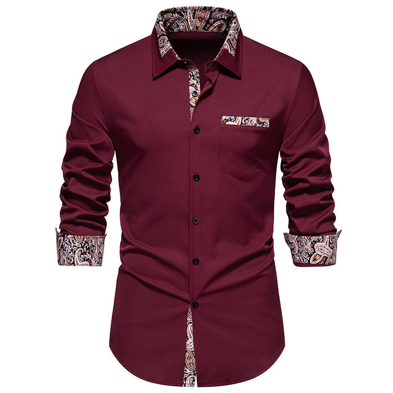 Herren Langarmhemd mit eleganten Paisley-Mustern