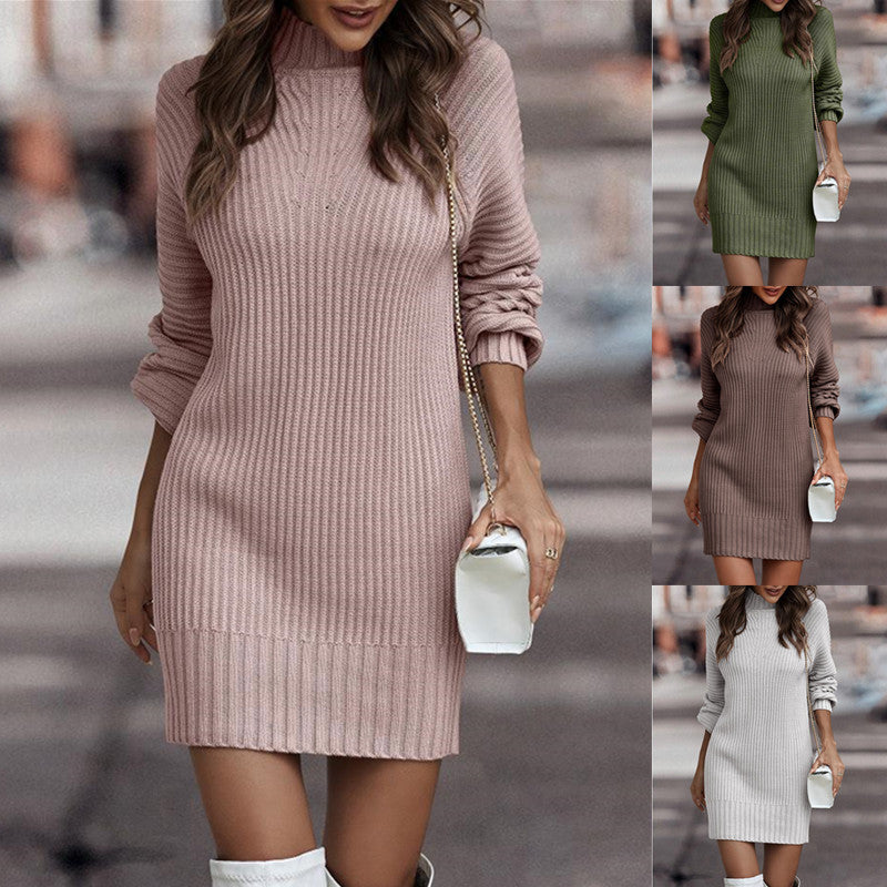 Damen nan Strickkleid mit Rollkragen und Ballonärmeln Shop Nory