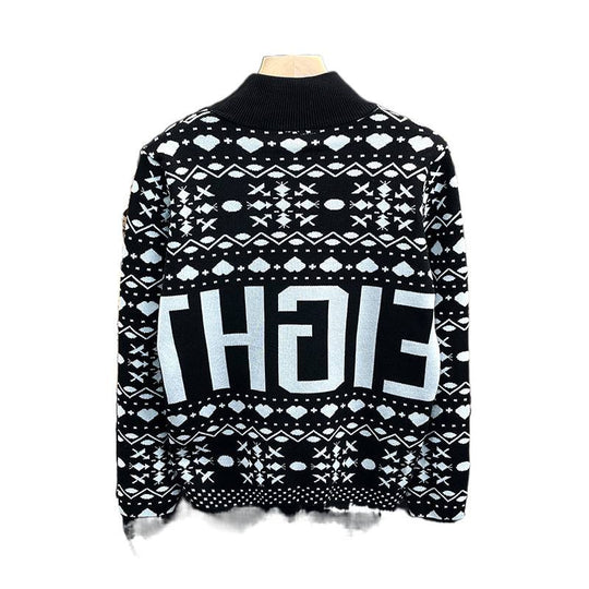 Herren Rollkragenpullover mit Norweger-Jacquard und großflächigem Logoprint Shop Nory