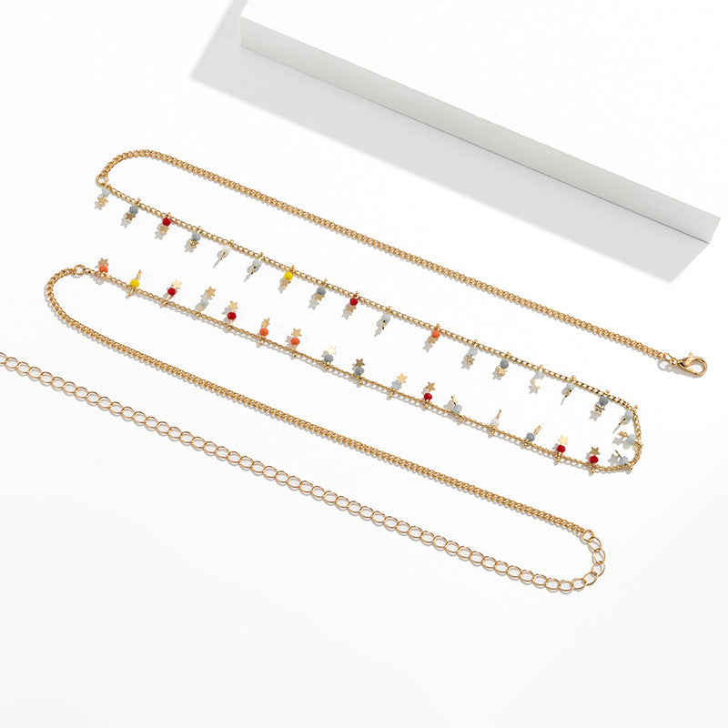 Damen zarte Kette mit bunten Kristallelementen Shop Nory