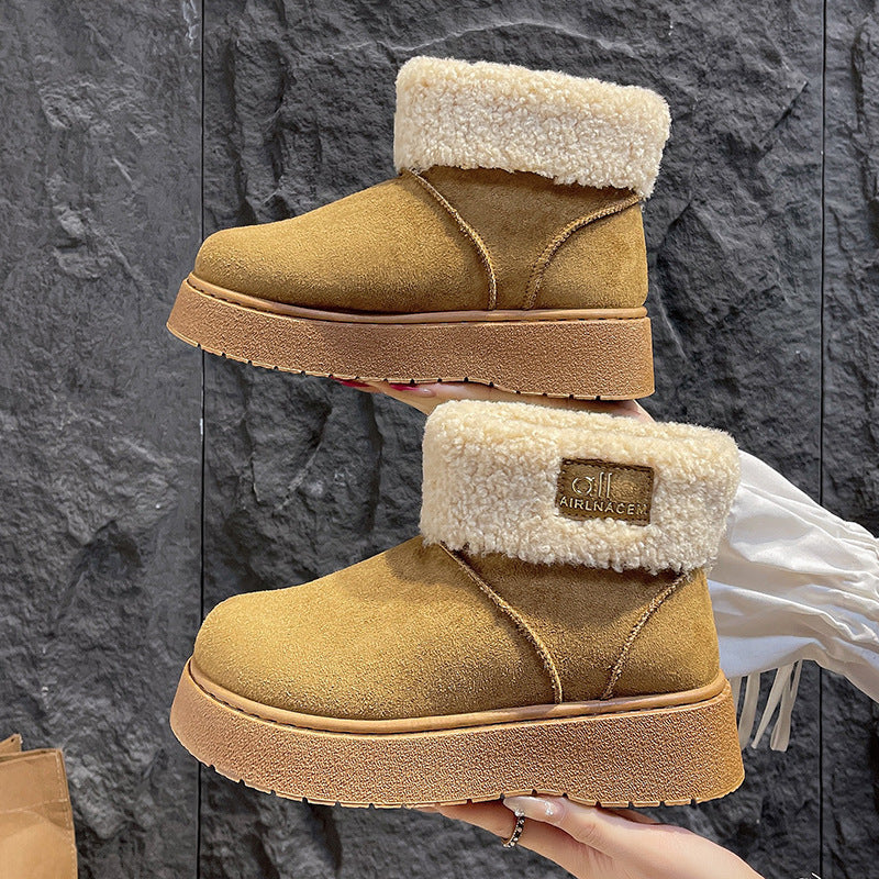 Damen Gefütterte Plateau‑Winterstiefeletten mit Teddyfell‑Kragen und rutschfester Profilsohle Shop Nory