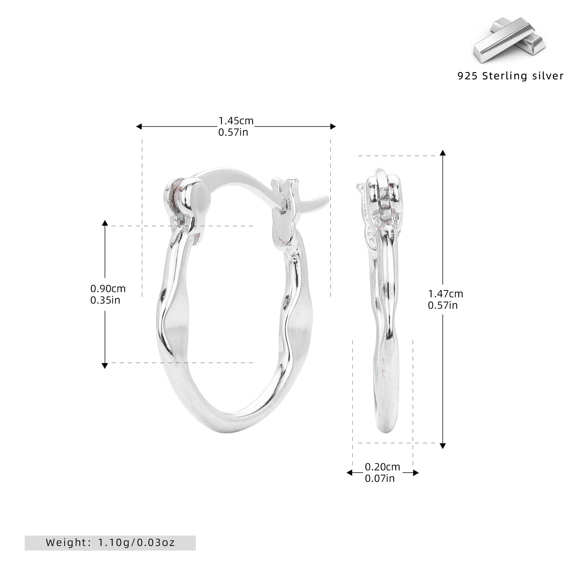 Damen Creolen mit elegantem, geschwungenem Design aus hochwertigem 925 Sterling Silber Shop Nory