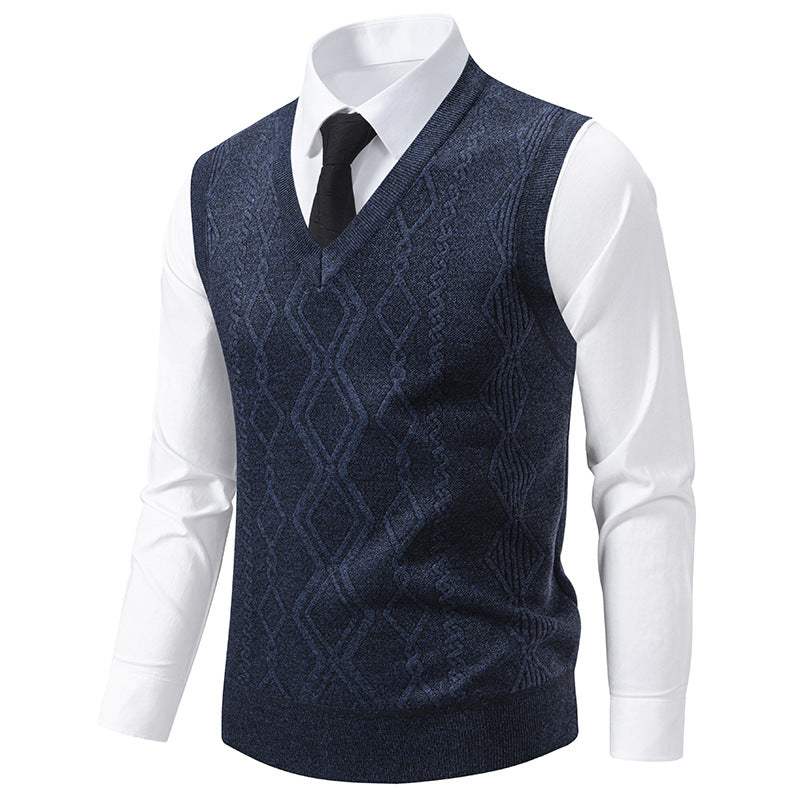 Herren Ärmellose Feinstrick-Weste mit V‑Ausschnitt und geometrischem Rautenmuster Shop Nory