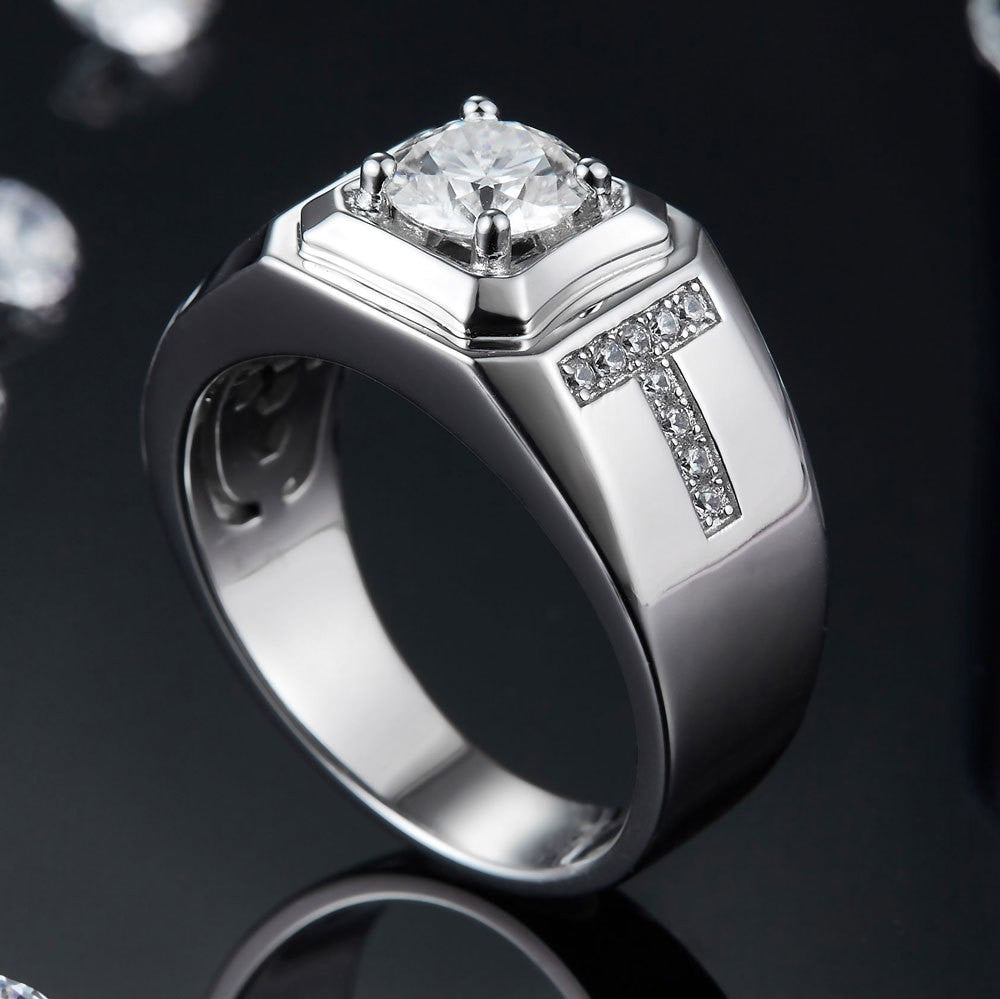 Damen Designerkreuz-Ring mit funkelndem Solitär und Zirkoniasteinen Shop Nory